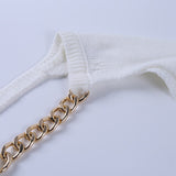 Cropped Bolero Knit Sweater with Gold Choker watereverysunday