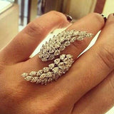 Crystal Angel Feather Wing Cocktail Rings - 2 Colors watereverysunday