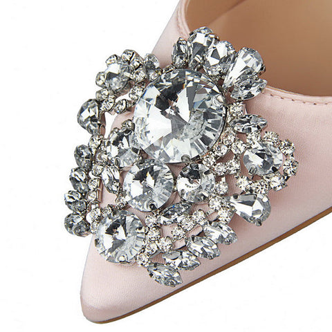 Crystal Embellished Satin Heels