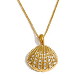 Cubic Zirconia Ocean Shell Pendant Necklace