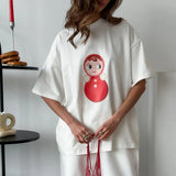 Cute Doll Cartoon Print T-Shirt