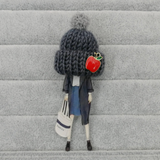 Cute Chunky Knit Hat Fashionista Girls Brooches - Style 1