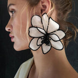 Dahila Fabric Flower Statement Stud Earrings