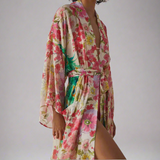 Daliah Peacock Floral Boho Kimono Robe