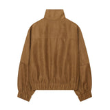 Danaca Floral Embroidered Faux Suede Bomber Jacket