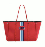 Delma YOUR Initials Monogram Stripe Neoprene Tote