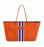 Delma YOUR Initials Monogram Stripe Neoprene Tote