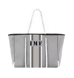 Delma YOUR Initials Monogram Stripe Neoprene Tote