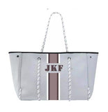 Delma YOUR Initials Monogram Stripe Neoprene Tote