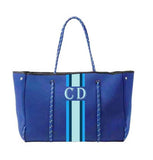 Delma YOUR Initials Monogram Stripe Neoprene Tote