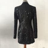 Devi Double Breasted Glitter Sequined Blazer watereverysunday
