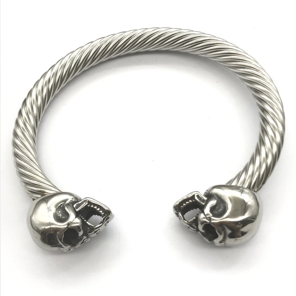 Skull Double Wrap Leather Bracelet main image 0
