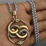 Double Snake Stick Hard Gold Necklace watereverysunday