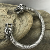 Dragon Heads Steel Wire Rope Cuff Bracelet watereverysunday