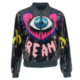 Dream Sequin Eye Bomber Jacket