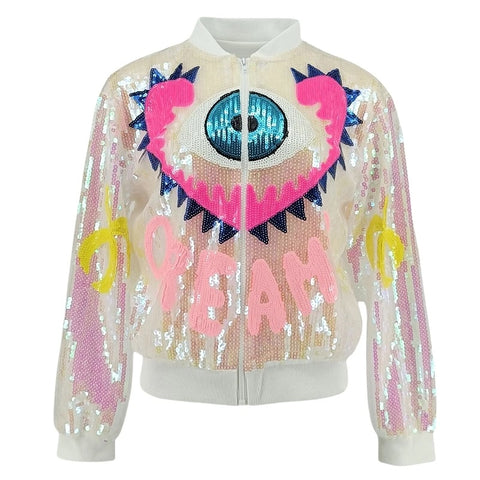 Dream Sequin Eye Bomber Jacket