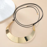 Edvin Arc & Circle Metal Pendant Choker Necklaces watereverysunday