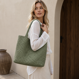 Eivissa Faux Leather Woven Totes - 16 Colors