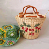 Eka Embroidery Straw Bucket Bags - 2 Styles watereverysunday