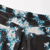 Electric Grid Print Wide Leg Jeans watereverysunday