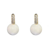 Elegant Marble Ball Drop Earrings - Green or Pearl watereverysunday