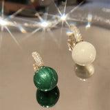 Elegant Marble Ball Drop Earrings - Green or Pearl watereverysunday