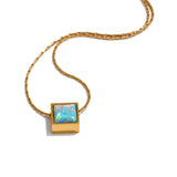 Elegant Square Natural Opal Stone Pendant Necklace