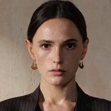 Elegant Gold Beaded Crescent Hoop Earrings