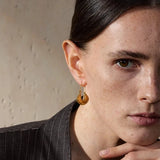 Elegant Gold Beaded Crescent Hoop Earrings