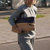 Elei Leather Patchwork Straw Large Tote