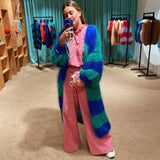 Elene Big Stripe Maxi Furry Cardigans - 2 Colors watereverysunday