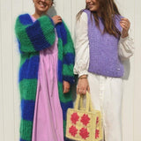 Elene Big Stripe Maxi Furry Cardigans - 2 Colors watereverysunday