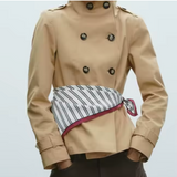 Elin Retro Scarf Belted Trench Jacket
