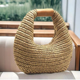 Elowen Woven Straw Hobo Bag