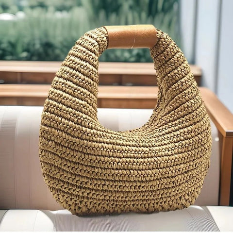 Elowen Woven Straw Hobo Bag