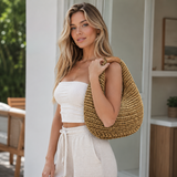 Elowen Woven Straw Hobo Bag