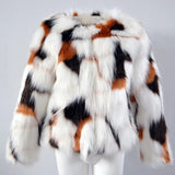 Erissa Color Patchwork Faux Rabbit Fur Jacket watereverysunday