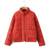 Esa Orange Red Stripe Quilted Jacket