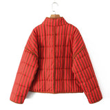 Esa Orange Red Stripe Quilted Jacket