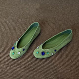 Esme Embellished Faux Suede Flats