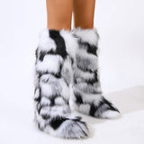 Essia Shaggy Faux Fur Over The Knee Boots