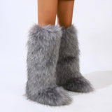 Essia Shaggy Faux Fur Over The Knee Boots