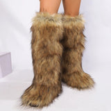 Essia Shaggy Faux Fur Over The Knee Boots