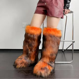 Essia Shaggy Faux Fur Over The Knee Boots
