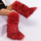 Essia Shaggy Faux Fur Over The Knee Boots