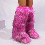 Essia Shaggy Faux Fur Over The Knee Boots