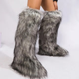 Essia Shaggy Faux Fur Over The Knee Boots