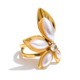 Evangelina Open Pearl Bloom Ring