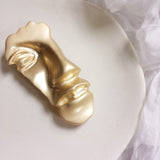 Face Abstract Gold Metal Brooch watereverysunday