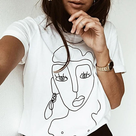 Face Drawing Graphic T-Shirt